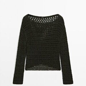 Massimo Dutti Cotton blend cutwork sweater